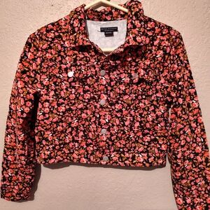 Social Standard Sanctuary Youth Girls Size XL 14-16 Denim Cotton Floral Jacket